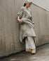 Linen Gather Dress / Khakibeige・Frenchblue